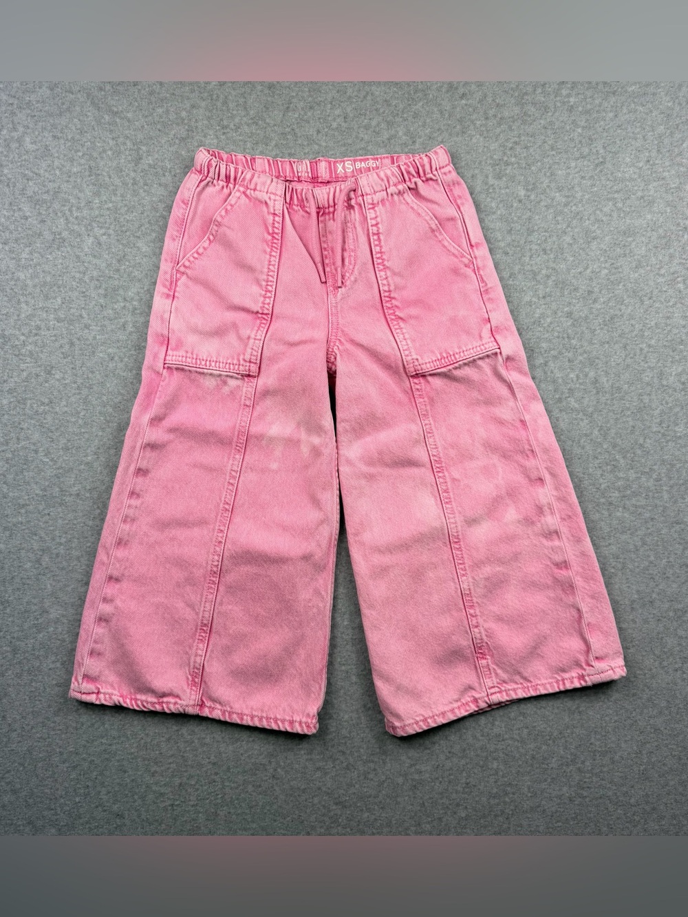 Gap Kids Pink Denim Jeans Baggy Adjustable Waist Girl’s Size XS
